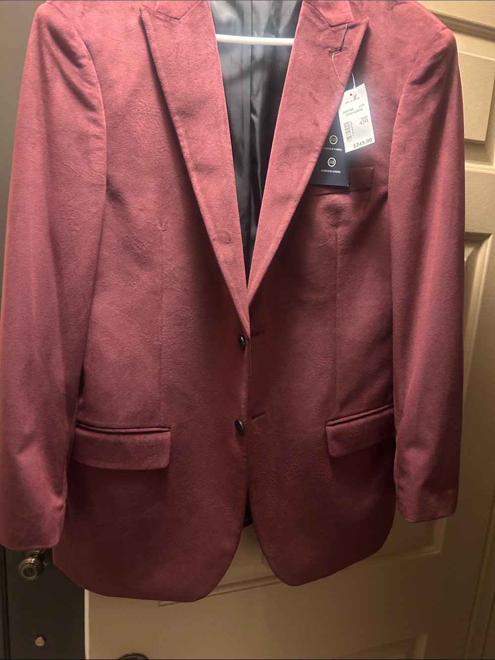Jos. A. Bank Men's Wine-Red velour Two-Button Blazer